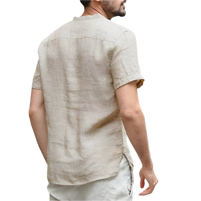 Marcus - V-neck cotton short-sleeve summer shirt