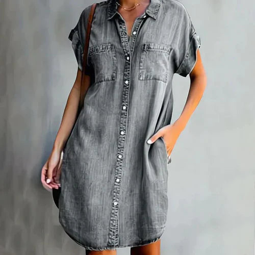 Sophie - Denim Polo Dress