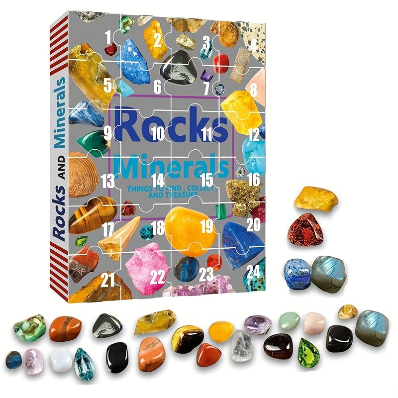 1 Christmas Gemstone Advent Calendar with 24 Natural Quartz Crystals