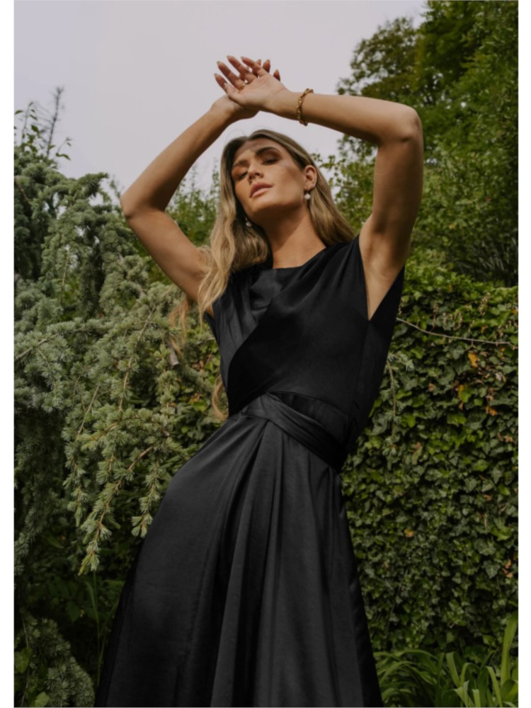 Athena - Elegant Crossover Satin Dress