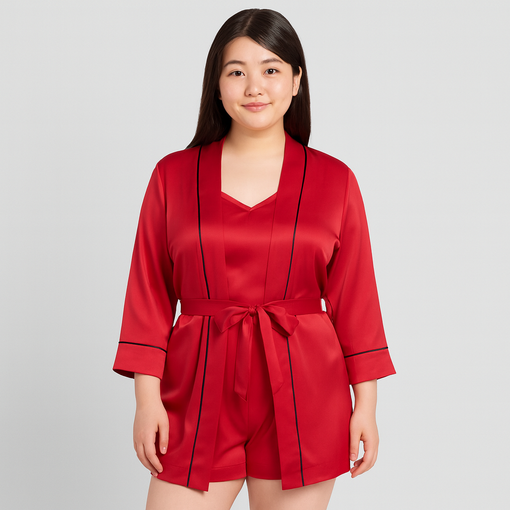 女性用サテンパジャマ3点セット