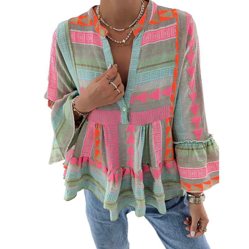 Fumika - Printed long sleeve top