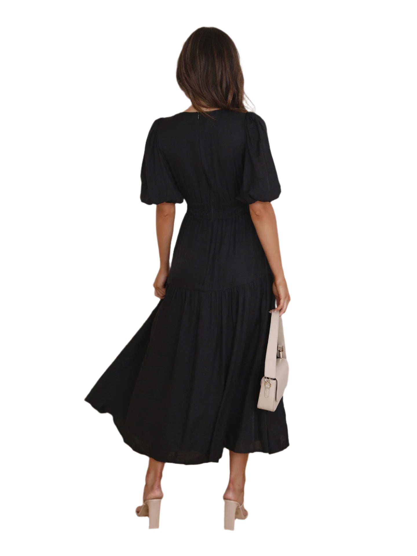 Emelda – V-neck and puff sleeve dress