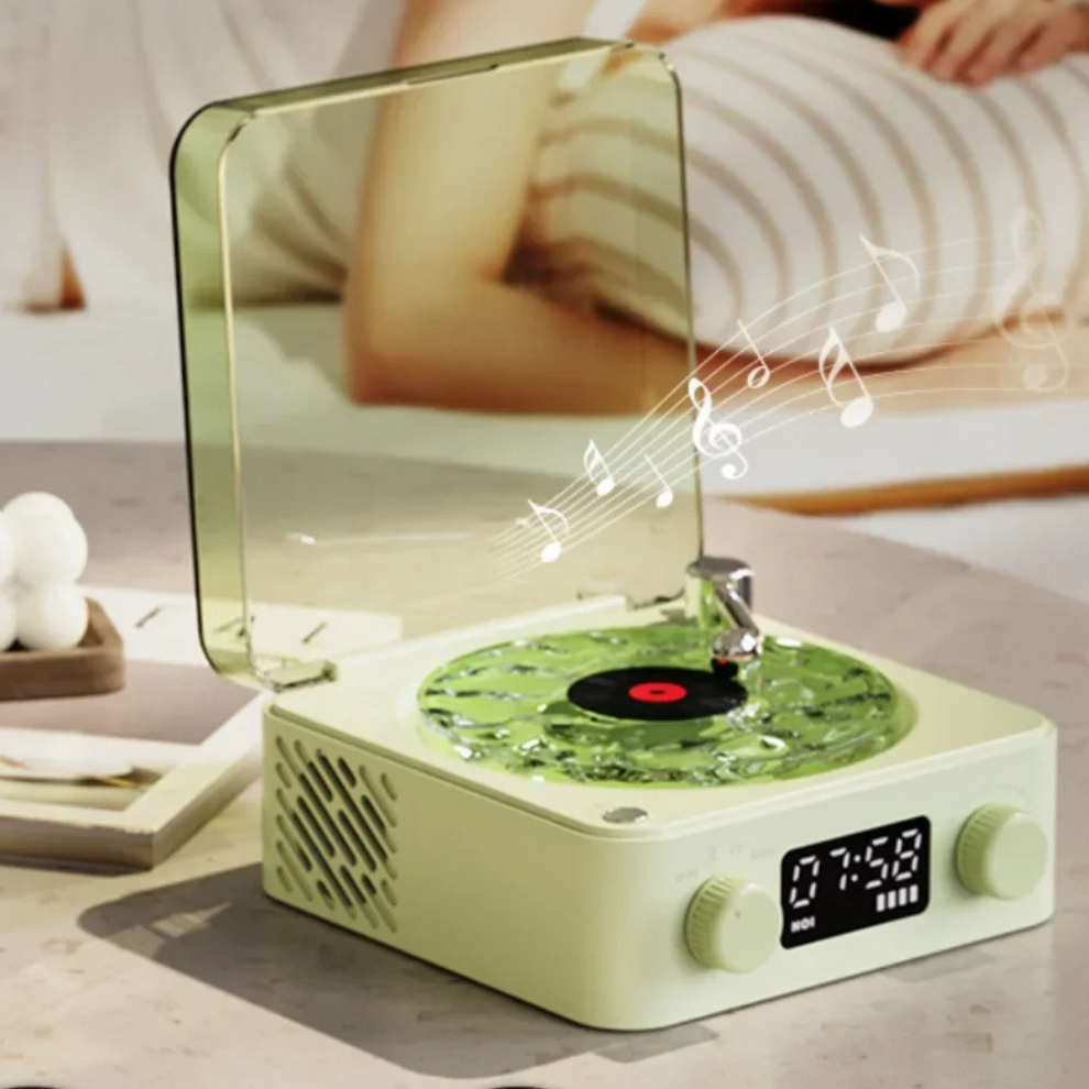 ヴィンテージバイブサウンドボックス- 回転式ターンテーブル付きレトロなビニールスピーカー