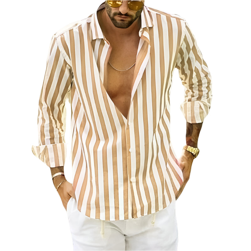Lawrence - Cotton-blend striped summer shirt