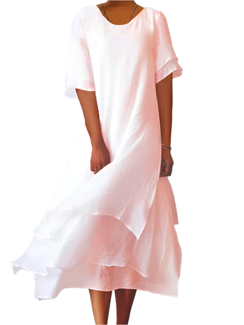 Hannah - Short Sleeve Double Layer Dress