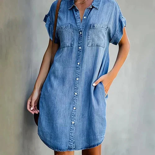 Sophie - Denim Polo Dress