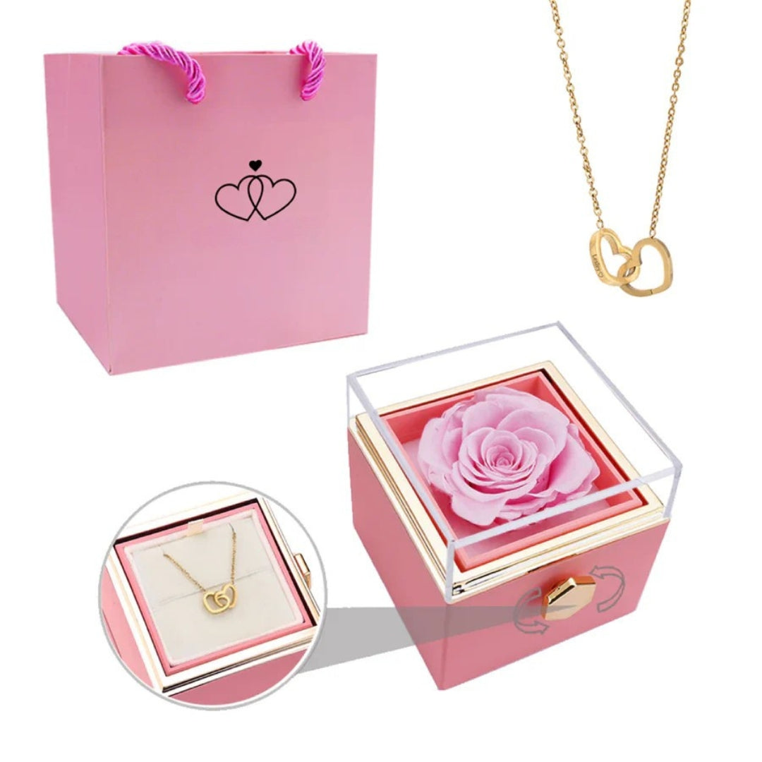 Eternal Rose Gift Box with Hidden Personalized Necklace - A Special Gift for Mother's Day