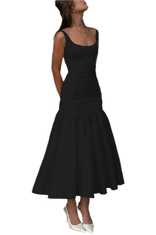 Sienna U-Neck Sleeveless Ruffle Bodycon Midi Dress