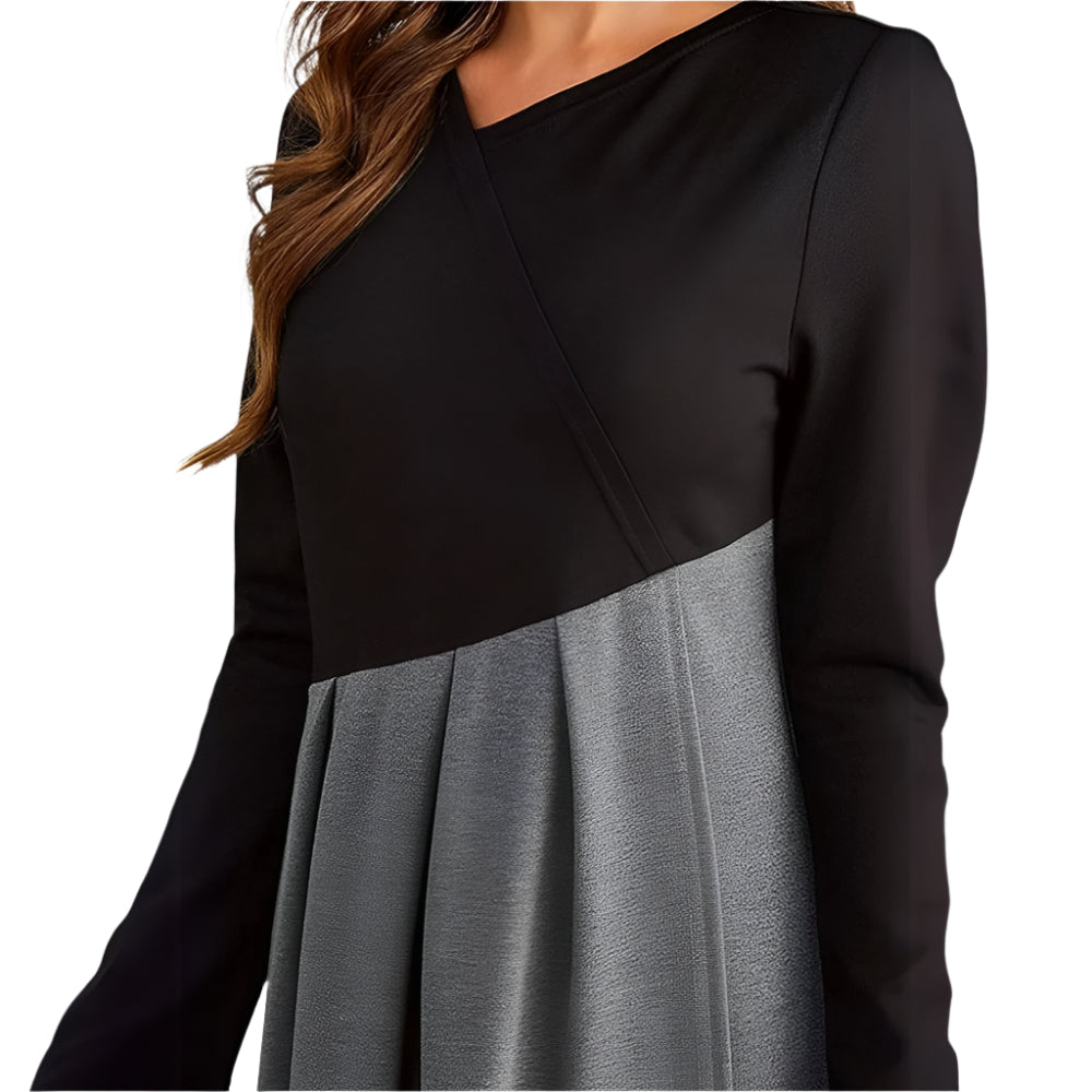 Alba – Long Sleeve High Waist Trapeze Dress