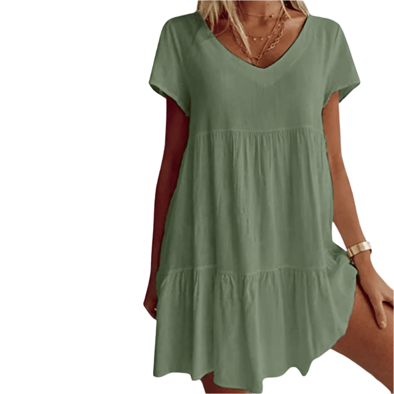 Minnie - Casual V-neck short sleeve dress