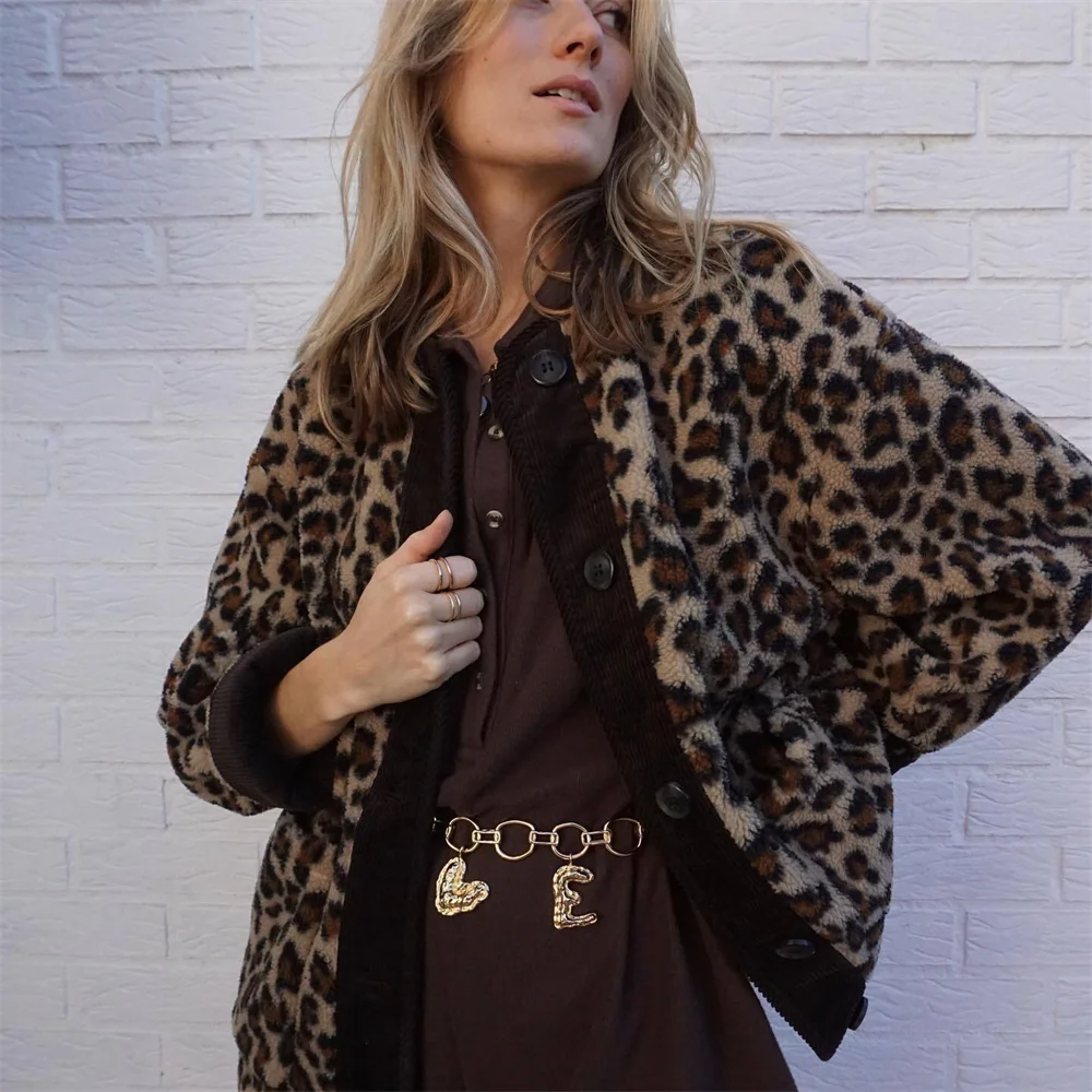 Hilde - Comfortable leopard print O-neck jacket
