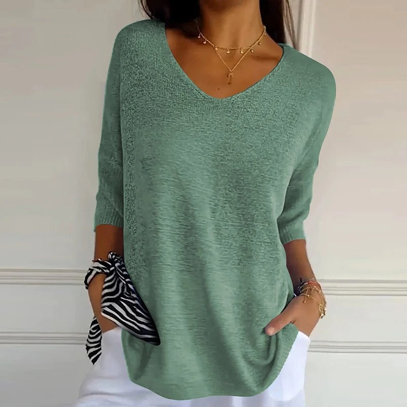 アヴァ- リラックスフィット Vネック ハーフスリーブ トップス