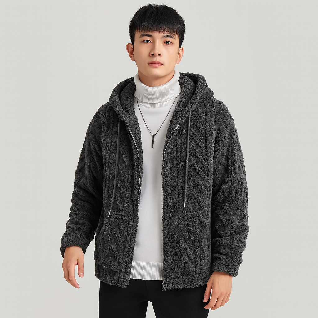 Calm | Men's Plain Hooded Fleece Jacket
