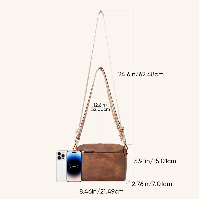 Luisa - Shoulder bag with triple zip and striped strap