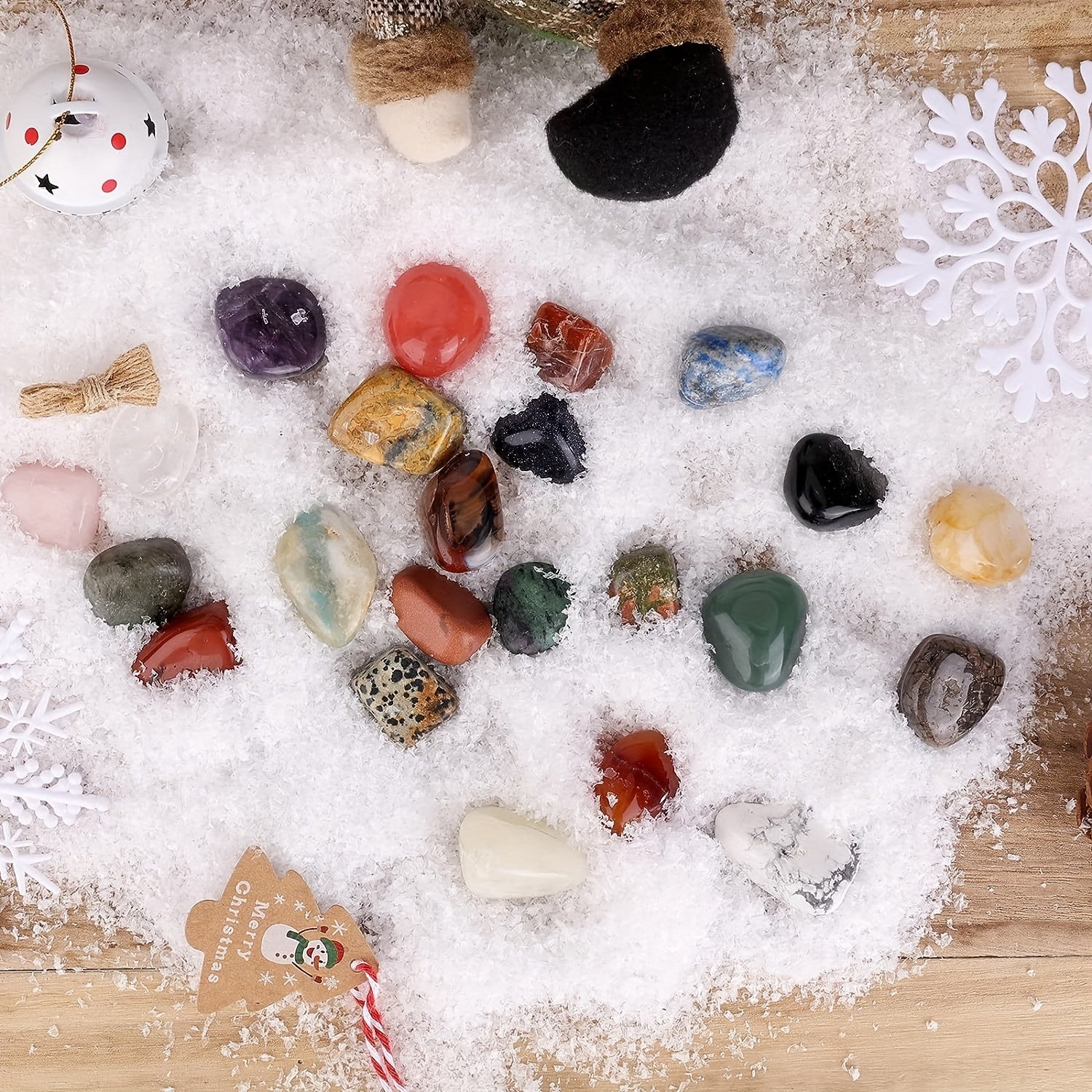 1 Christmas Gemstone Advent Calendar with 24 Natural Quartz Crystals
