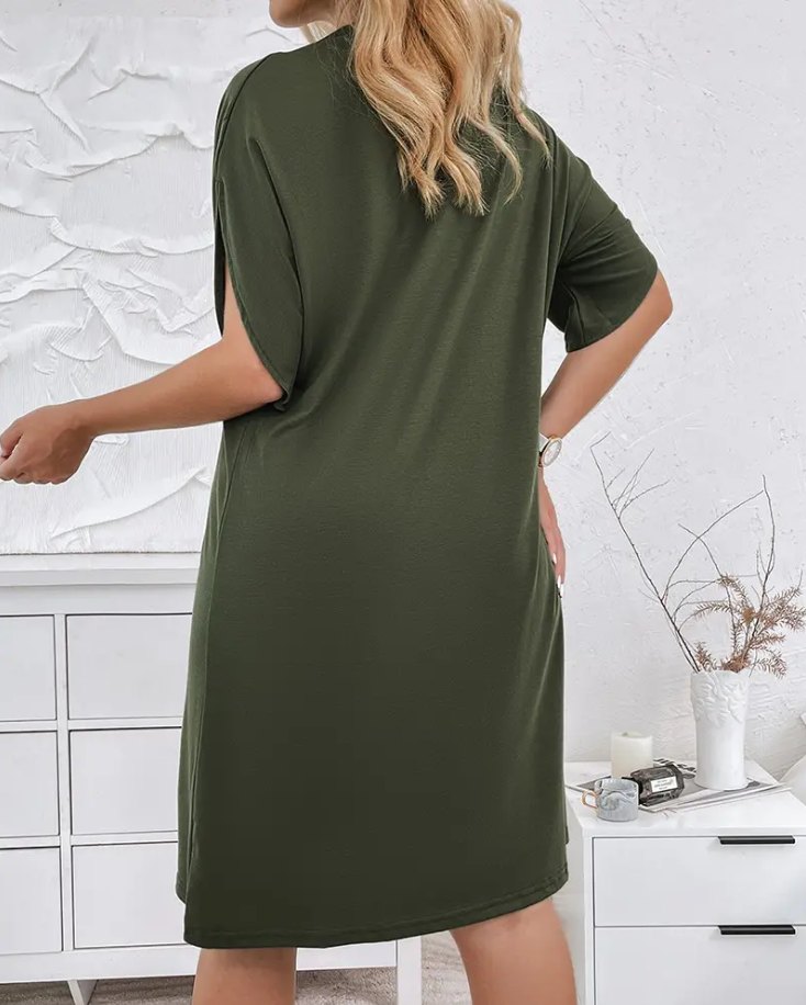 Beverly - Layered V-Neck Half Sleeve Dress