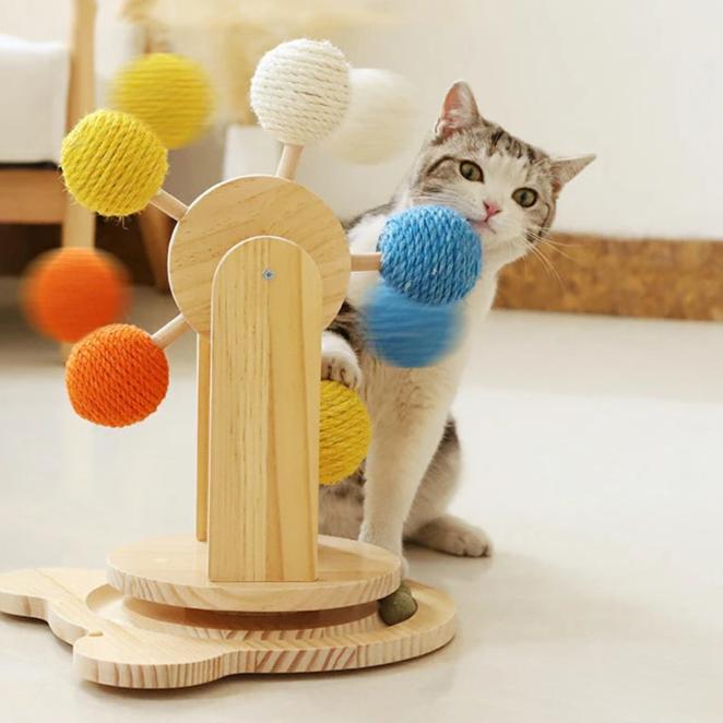 Spin & Scratch Tower - Multifunctional Cat Scratching Post with Ferris Wheel