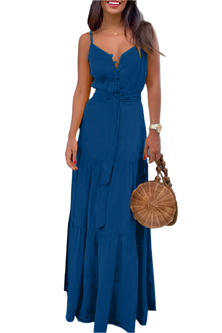 Caroline - On-trend plain V-neck sling dress