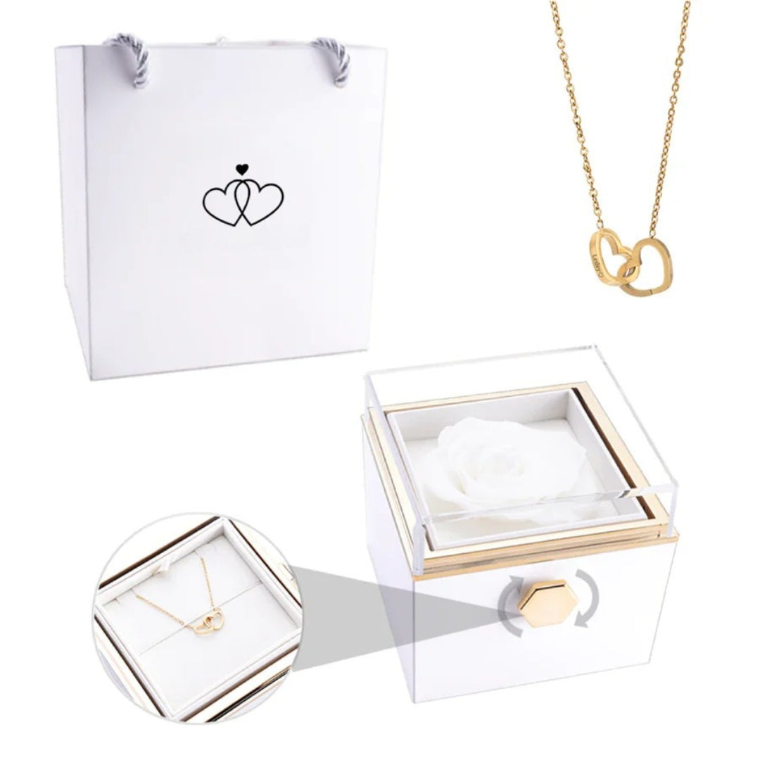 Eternal Rose Gift Box with Hidden Personalized Necklace - A Special Gift for Mother's Day