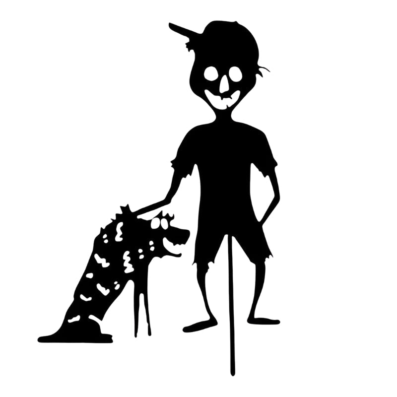 スプーキーチャームキャラクター付きハロウィンガーデンサイン(カスタマイズ可能) - 屋外装飾