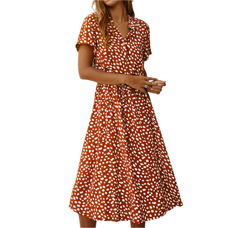 Lourdes - Polka Dot V-Neck Dress