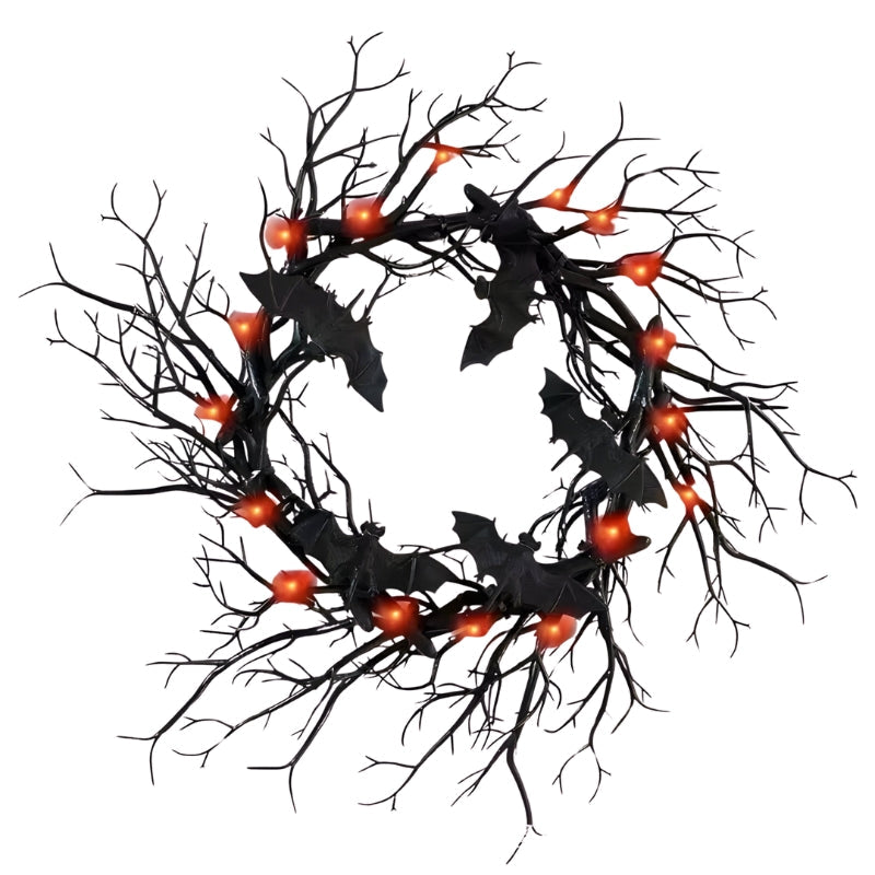 Spider Spook LED Halloween Wreath – Vampire and Spider Decorations for Doors and Windows