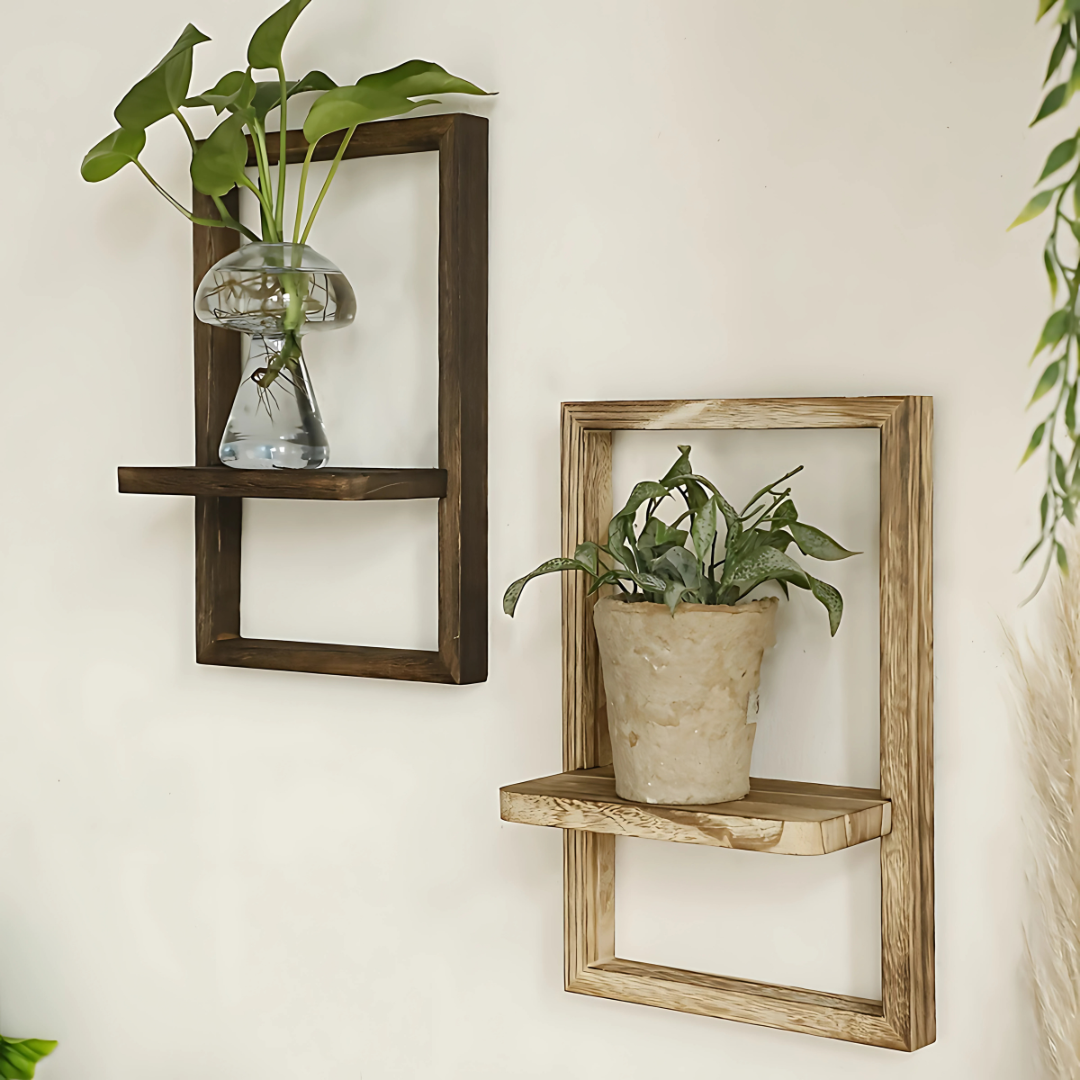 Wall-mounted wooden rectangular frame