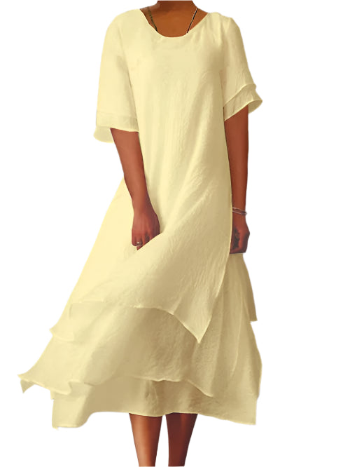 Hannah - Short Sleeve Double Layer Dress