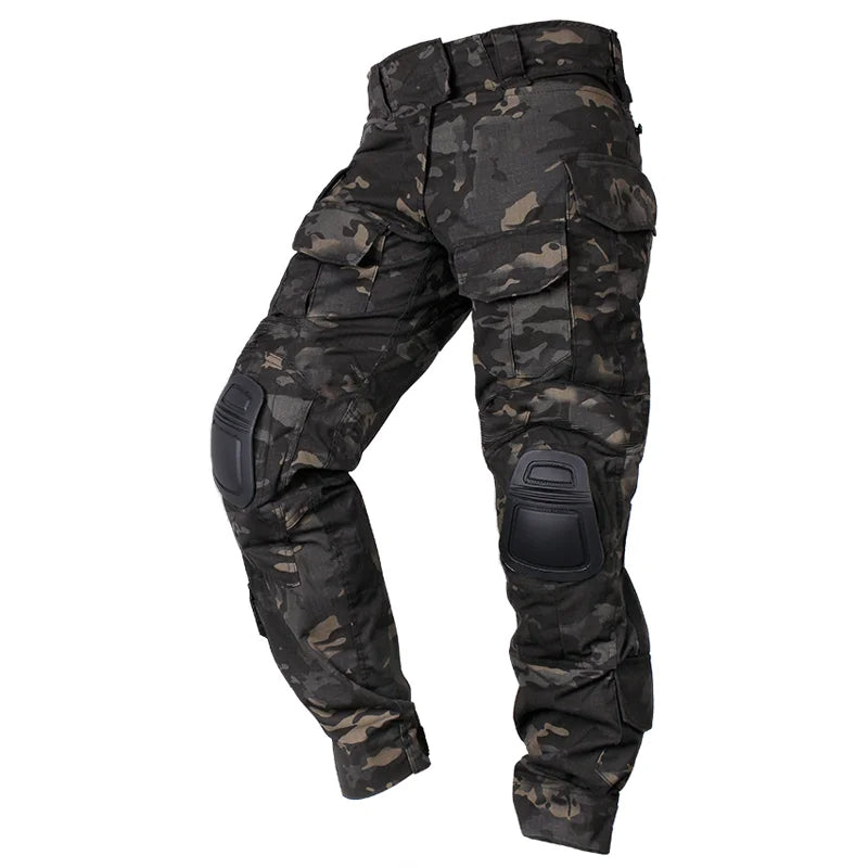 Tactical cargo pants with knee protection, ideal for outdoor activities and work.
