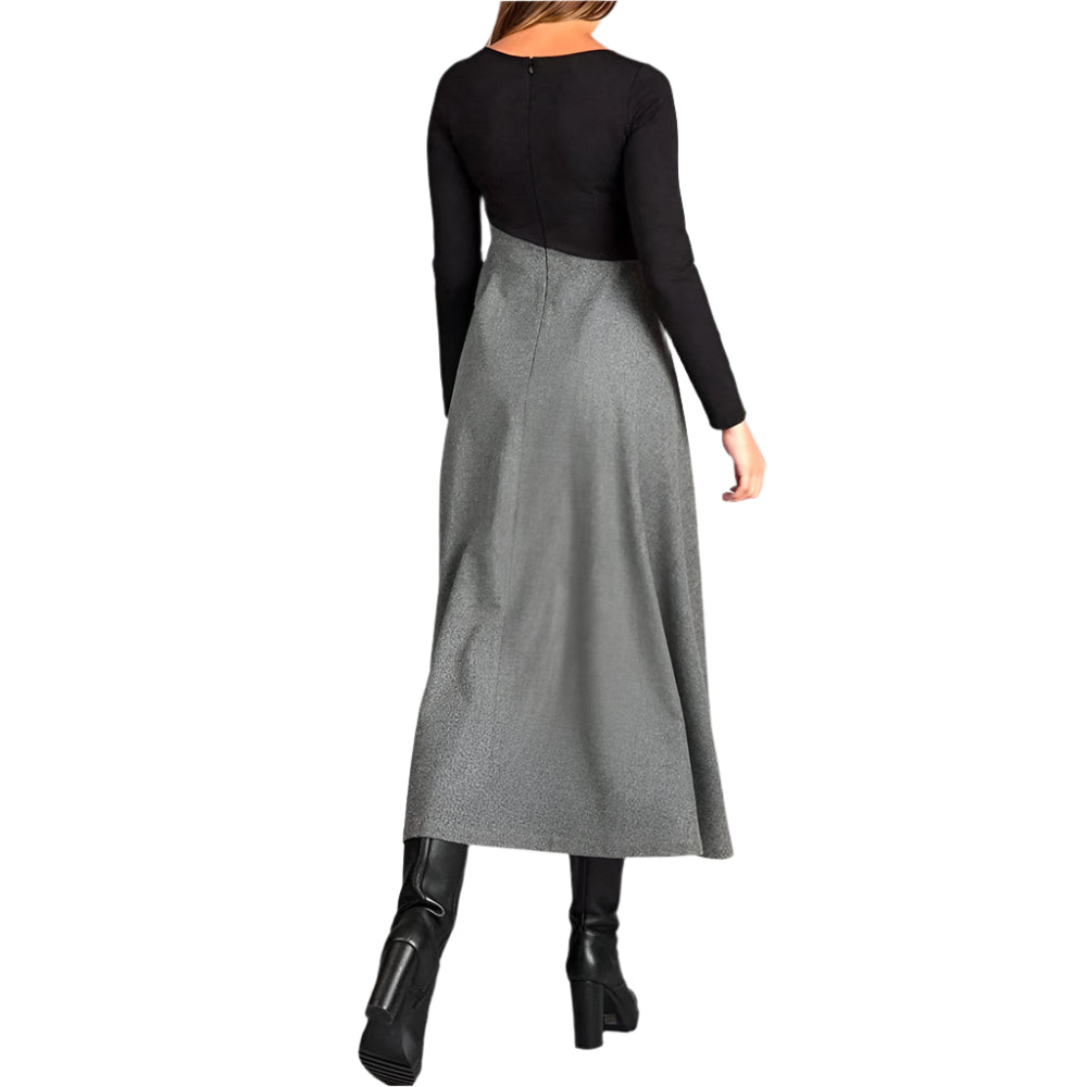 Alba – Long Sleeve High Waist Trapeze Dress