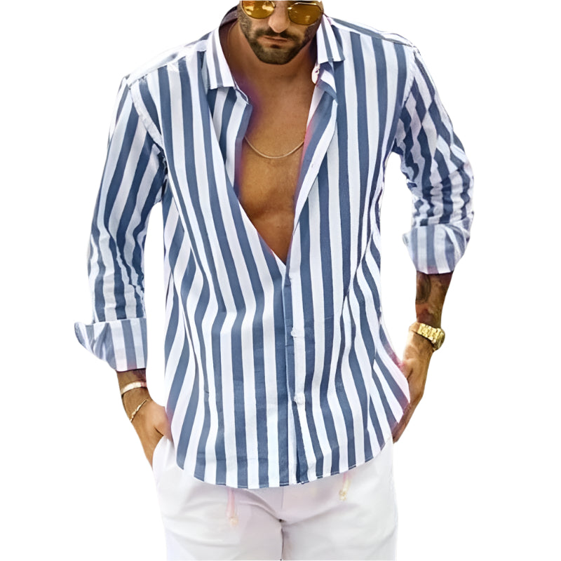 Lawrence - Cotton-blend striped summer shirt