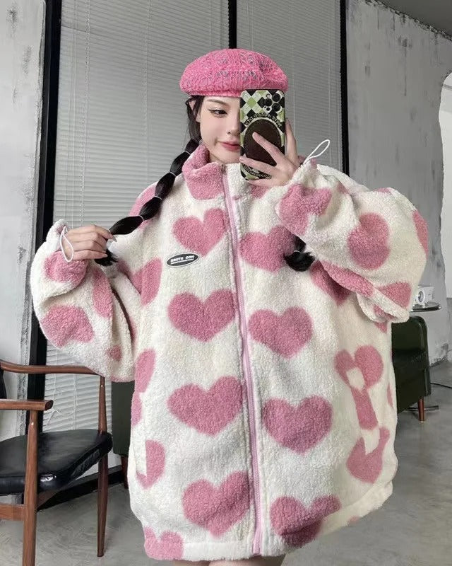 ベネディクテ - ハートプリント 両面カジュアルジャケット