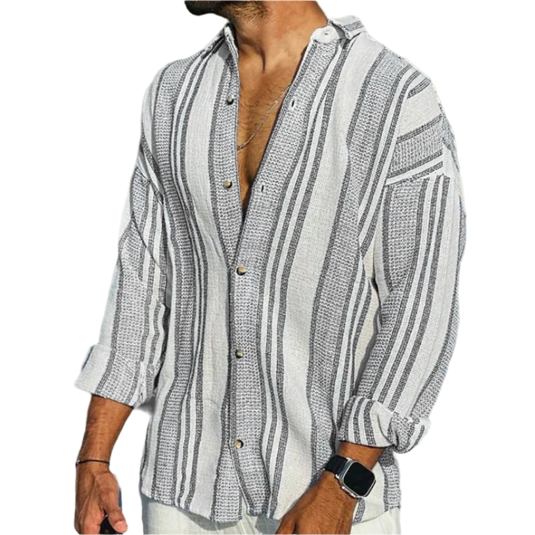 Lucas - Men's Striped Button-Down Shirt