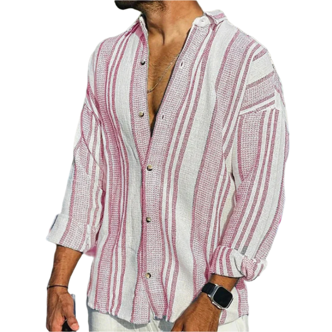 Lucas - Men's Striped Button-Down Shirt
