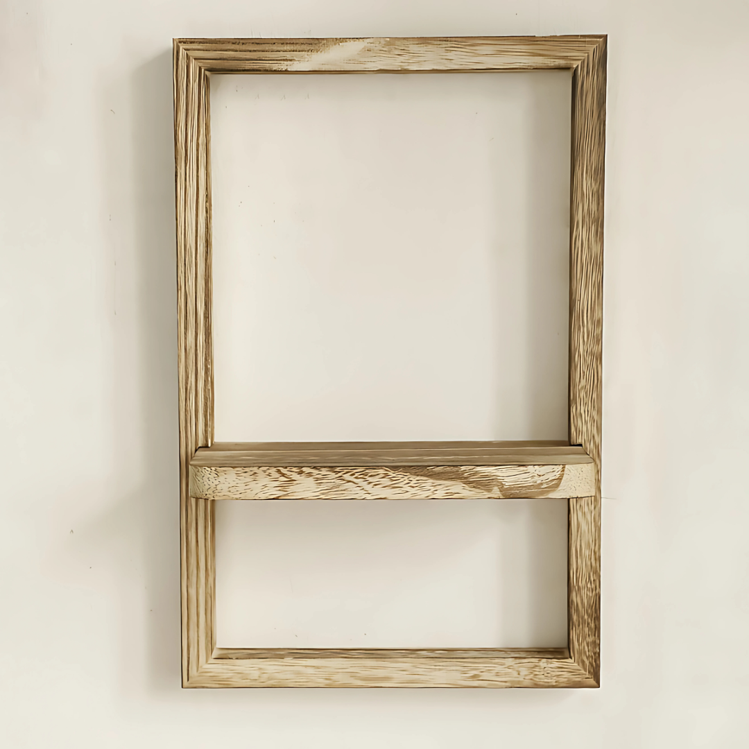 Wall-mounted wooden rectangular frame