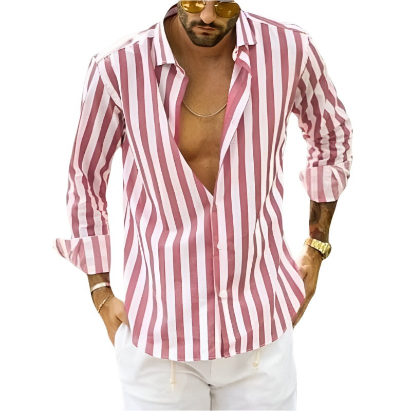 Lawrence - Cotton-blend striped summer shirt
