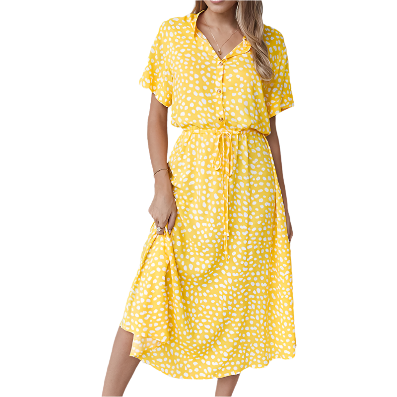 Lourdes - Polka Dot V-Neck Dress