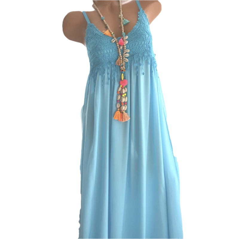 Georgette - Plain Camisole Dress with Lace