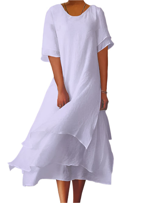 Hannah - Short Sleeve Double Layer Dress