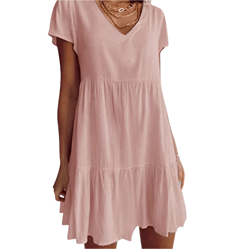 Minnie - Casual V-neck short sleeve dress