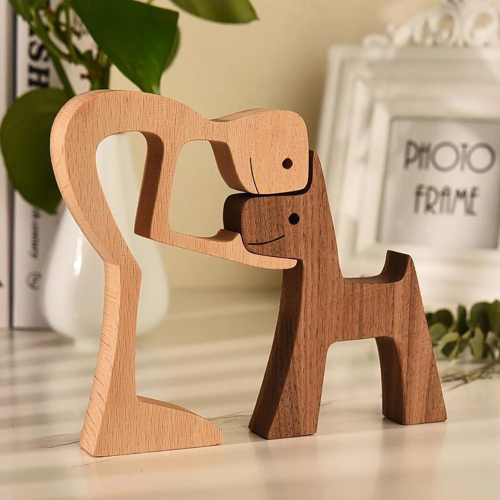 Classic handcrafted wooden dog statue