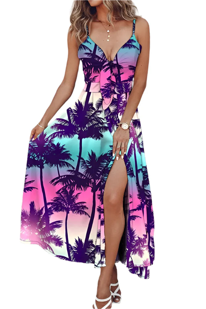 Ellie - Casual Print Long Spaghetti Strap Dress
