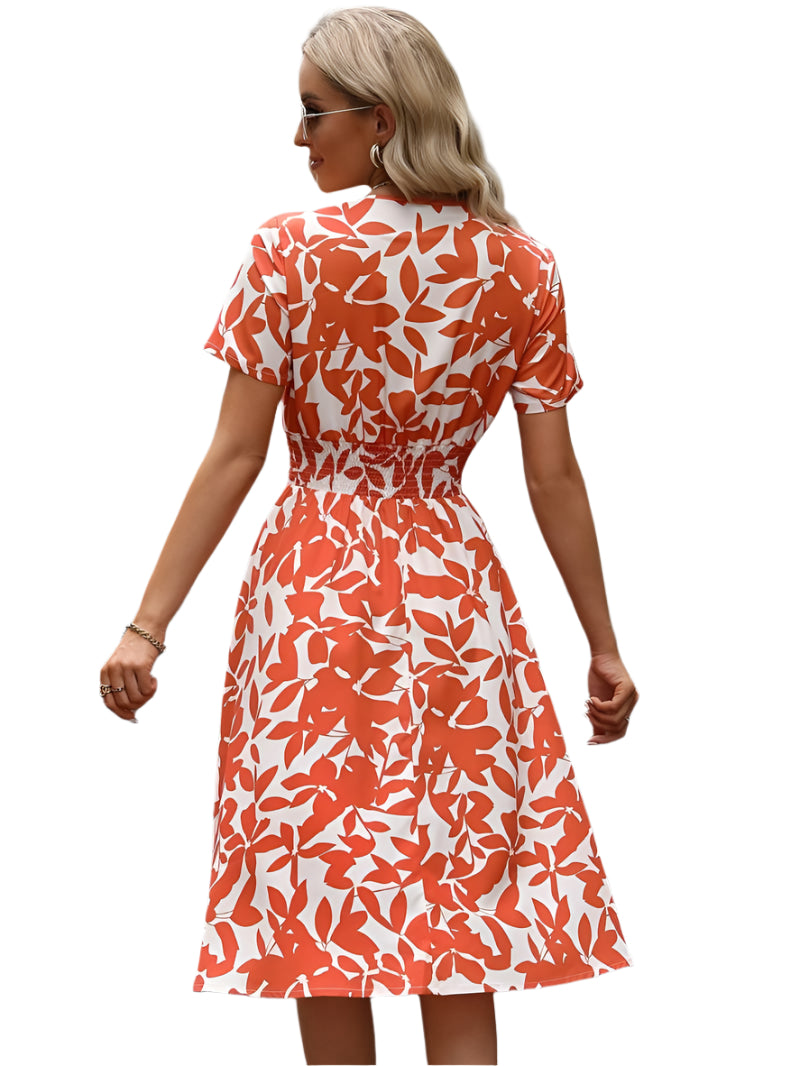 花柄プリントのアイビー半袖ラップドレス