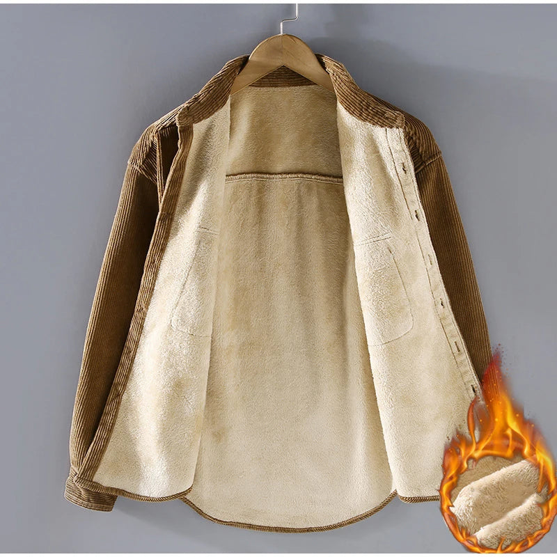 Ivan - Long Sleeve Velvet Shirt with Pocket