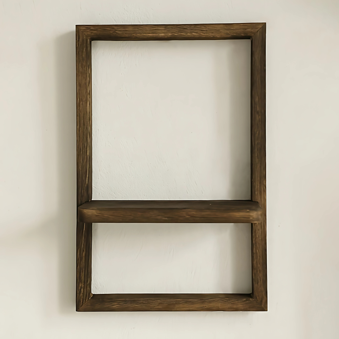 Wall-mounted wooden rectangular frame