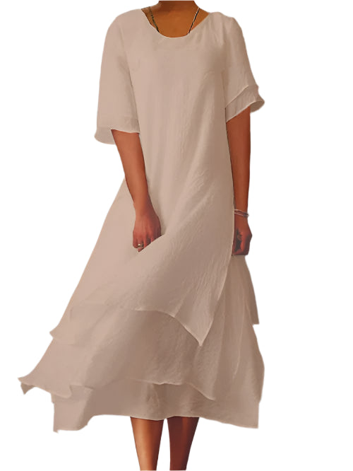 Hannah - Short Sleeve Double Layer Dress