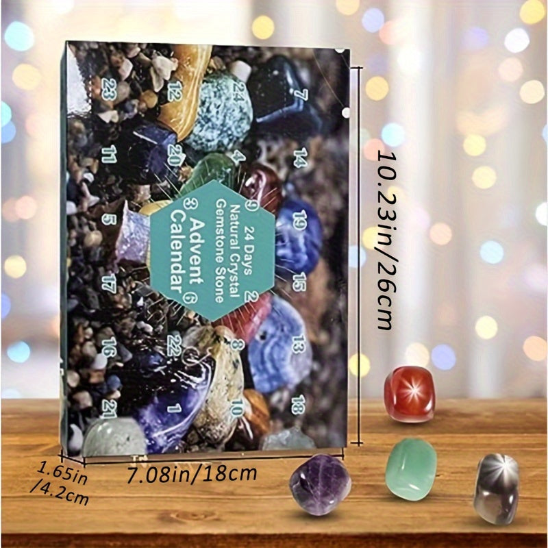 1 Christmas Gemstone Advent Calendar with 24 Natural Quartz Crystals