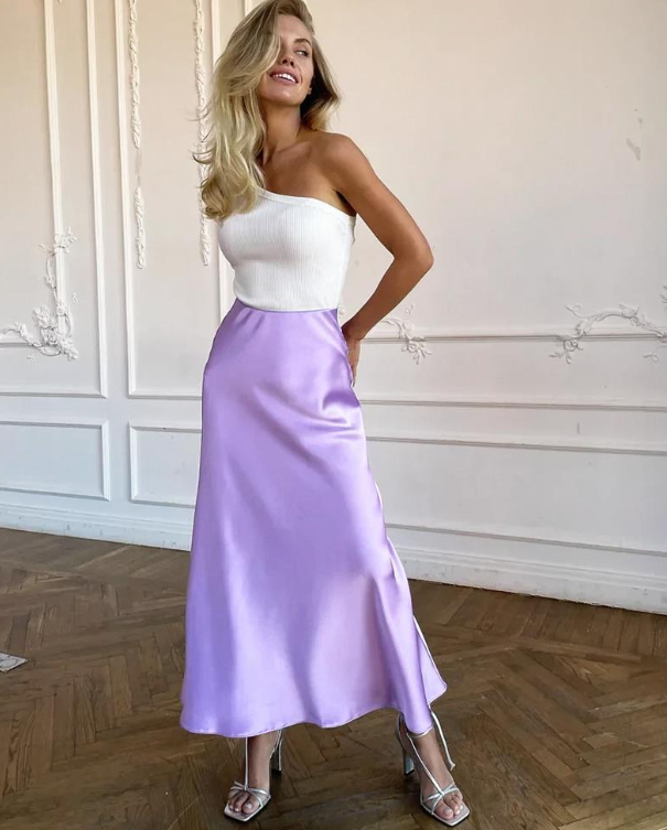 Mari - Stylish high-waisted silk skirt
