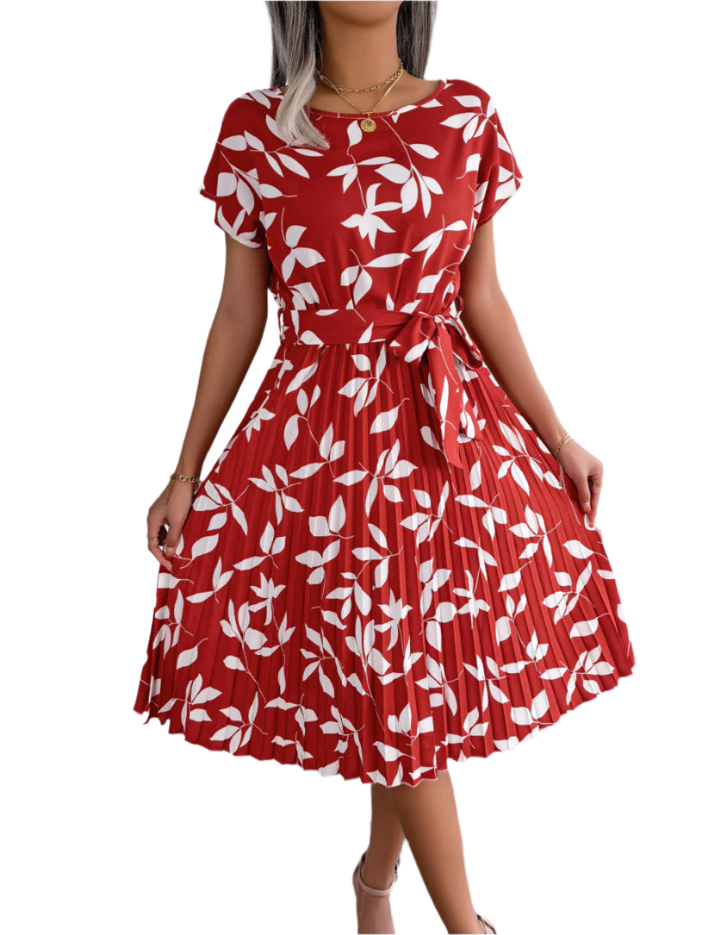 Aya - Leaf Pleated Dress